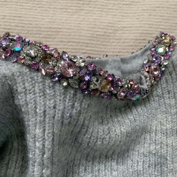 Self-Portrait  Crystal-embellished ribbed-knit cardigan - Picture 8 of 9